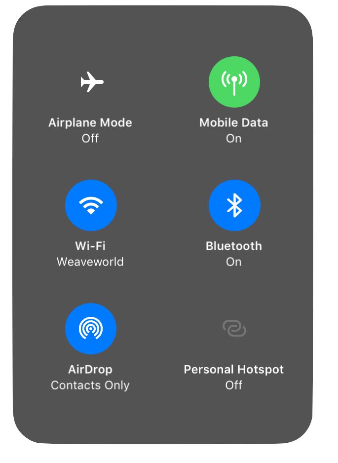 AirDrop and Hotspot in Control Center