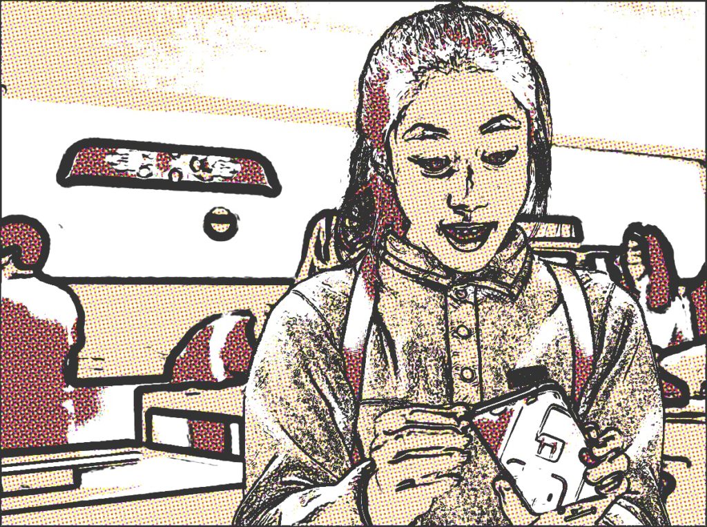 A comic with a young girl looking happy