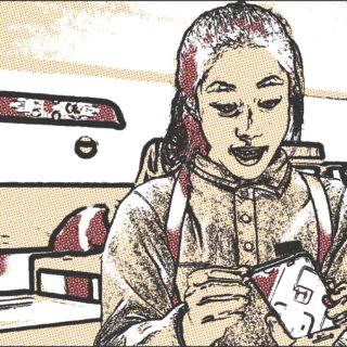 A comic with a young girl looking happy