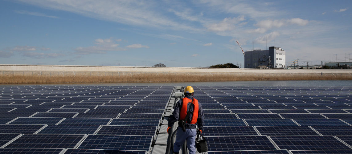 A picture of one of Apple's massive solar panels
