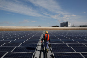 A picture of one of Apple's massive solar panels