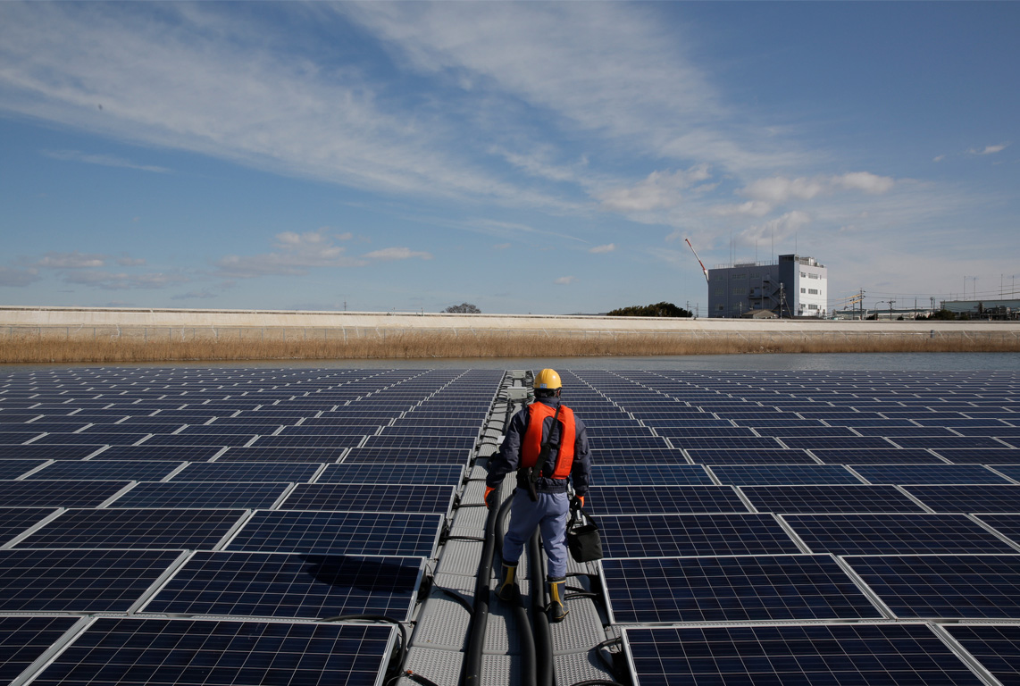 A picture of one of Apple's massive solar panels