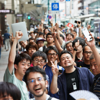 Customers queue down Shijō Dori, the street that has served as the city’s main shopping corridor since the 1600s.