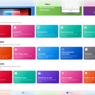 Shortcuts Gallery on an iPad Pro