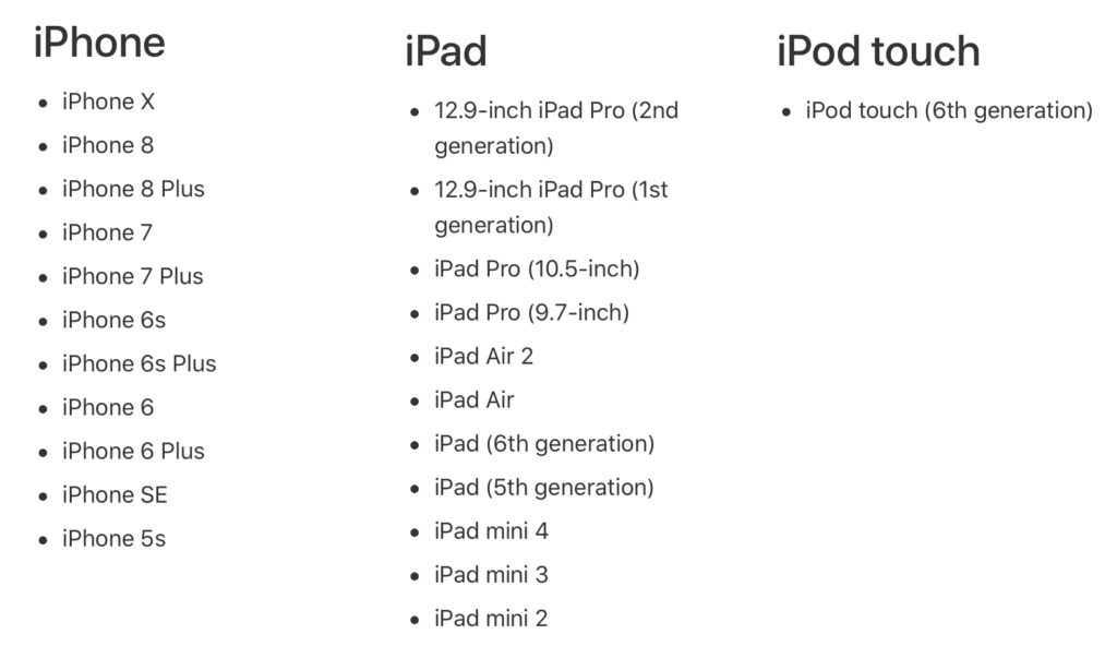 iOS 12 device compatibility