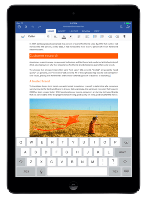 Word running on older iPad