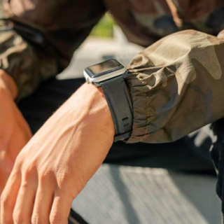 This image shows the leather Apple Watch strap