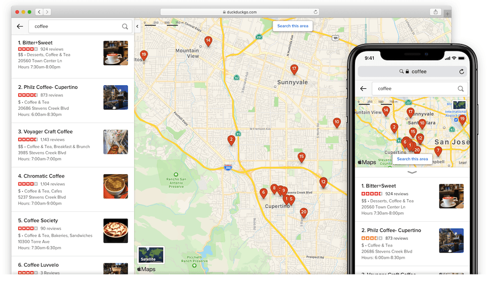 DuckDuckGo Apple Maps