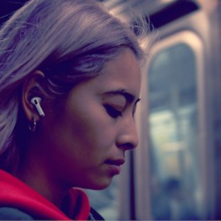 Woman with airPods