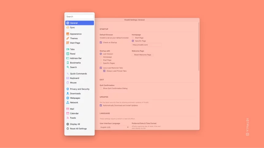 Vivaldi Settings redesign